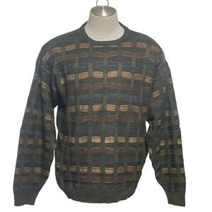 Fenzia Vintage 90s Olive Earth Tones Crewneck Sweater Men XL